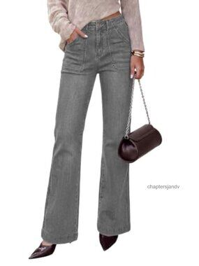Womens High Waisted Wide Leg Jeans Stretch Denim Pants